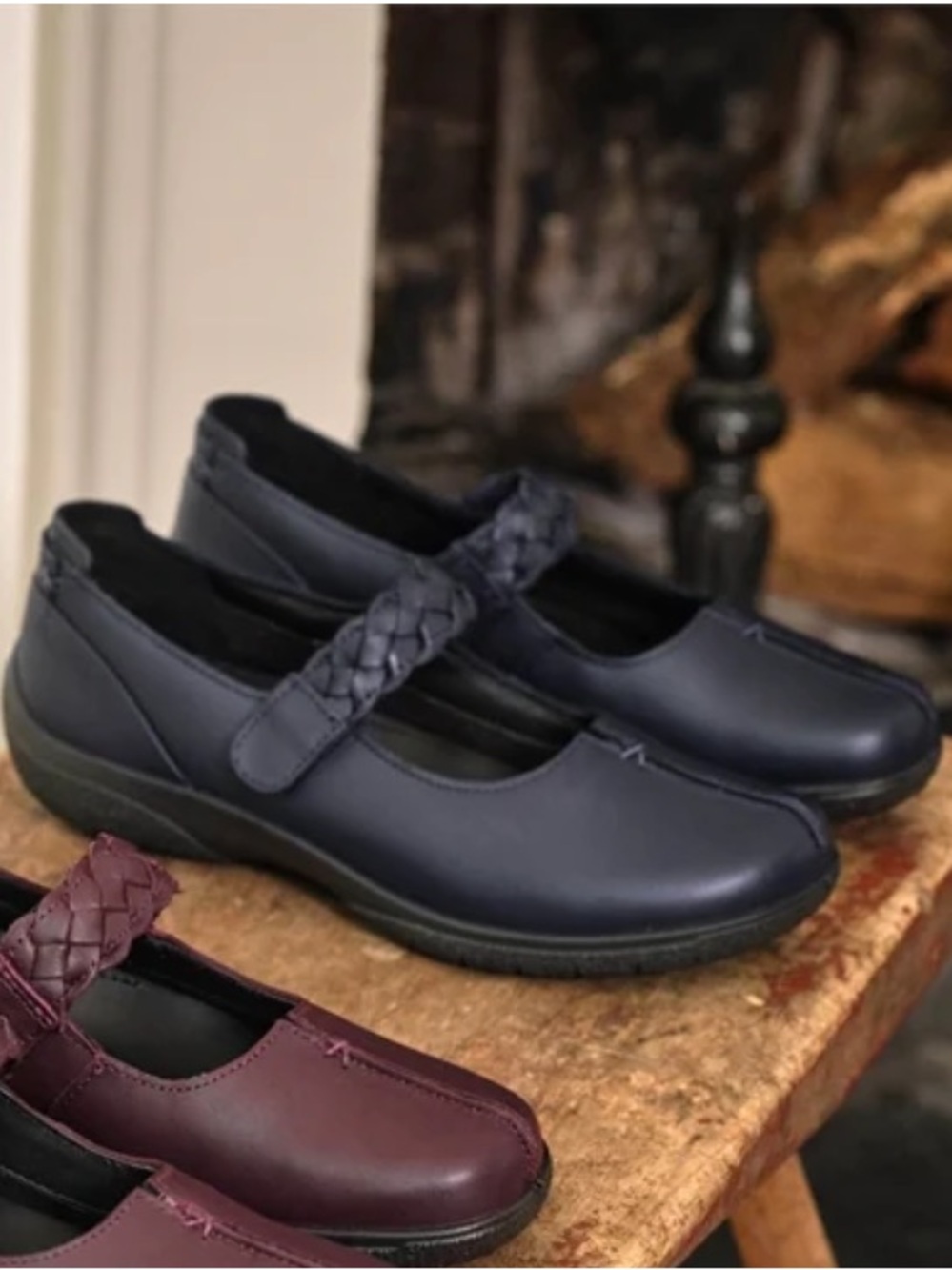 hotter Women's Braided Mary Jane Flats - black leather